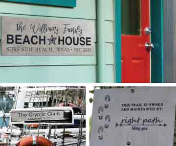 Collage photo showcasing titanium signs from PlaqueMaker.com