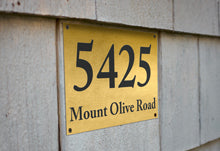 Custom Engraved Brass Address Sign On Side Of Home.