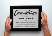 Easy Design Aluminum Retirement Plaque Held By Man.