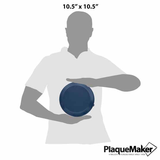 Size Guide With Measurements And Blank Figure Holding Custom Nine Inch Aluminum Pie Pan With Navy Blue Lid