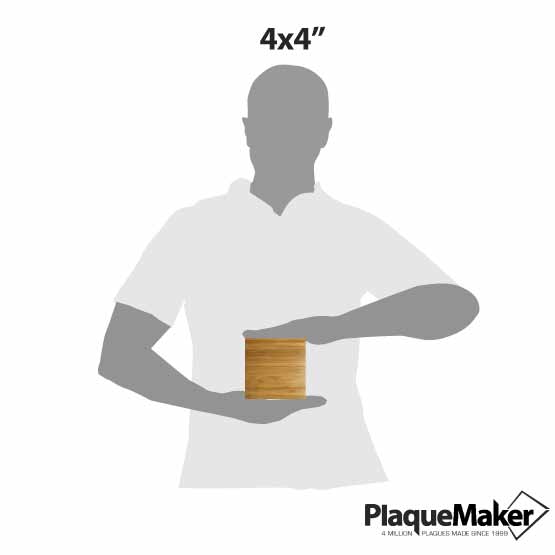 Size Guide With Measurements And Blank Figure Holding Custom Bamboo Coaster With Square Shape