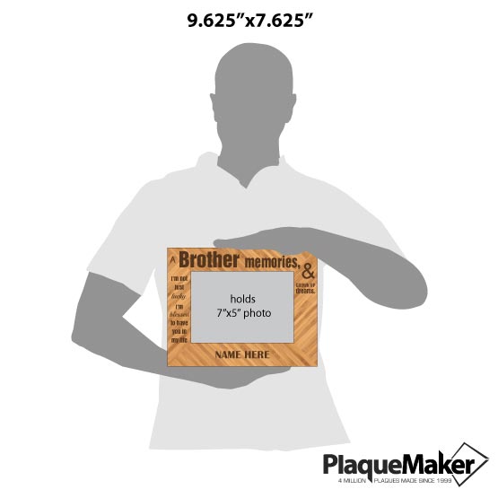 Size Guide With Blank Figure Holding Bamboo Picture Frame With Brother Appreciation Message And Showing Customizable Areas