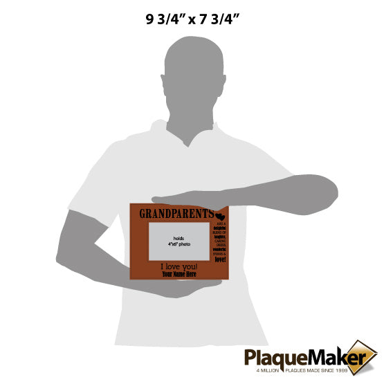 Size Guide With Blank Figure Holding Custom Rawhide Faux Leather Picture Frame Laser Engraved With Sweet Grandparents Text