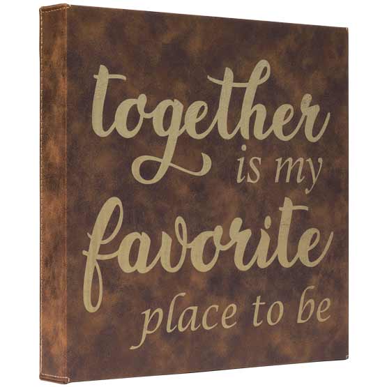 Rustic And Gold Faux Leather Wrapped Square Canvas Engraved With Together Is My Favorite Place To Be Message