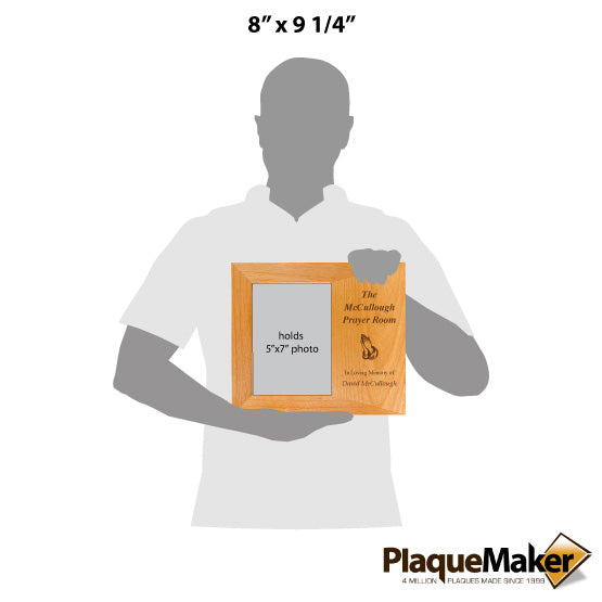 Size Guide With Blank Figure Holding Custom Red Alder Picture Frame With Prayer Art And Room Name And Memorial