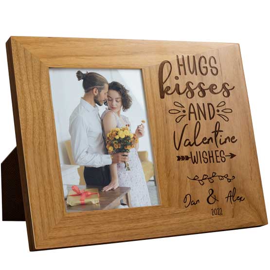 Personalized Valentine's Day Gift - Hugs and Kisses Picture Frame, 4x6"