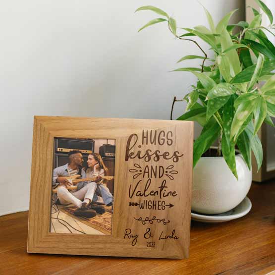 Personalized Valentine's Day Gift - Hugs and Kisses Picture Frame, 4x6"