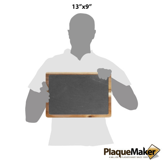 Size Guide With Blank Figure Holding Custom Rectangle Slate Sign Inside Cutting Board Style Acacia Board 