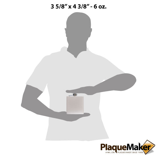 Size Guide With Blank Figure Holding Custom White Powder Coated Stainless Steel Flask Against A White Background
