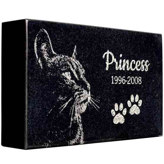Custom Cat Headstone, Granite Cat Memorial, Cat Grave Markers. Engraved with your message and art or picture.