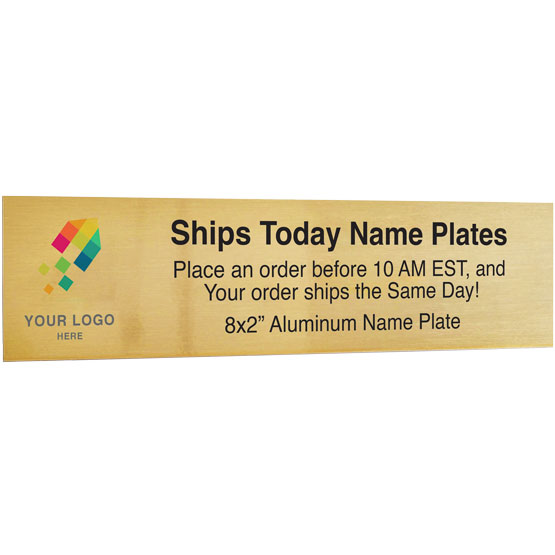 Custom Name Plate - Ships Today, Aluminum Name Plate Ship Same Day. Printed with your name, title, and logo.