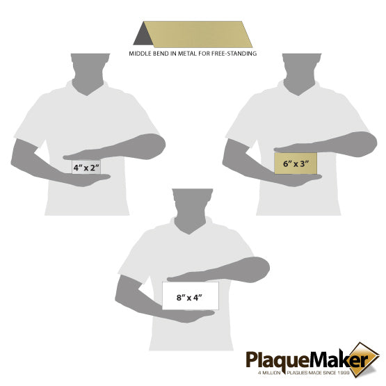 Size Guide Featuring 3 Available Sizes Of Aluminum Table Tents.