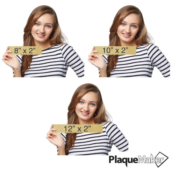 Size Guide Featuring 3 Available Sizes Of Brass Office Name Plates.