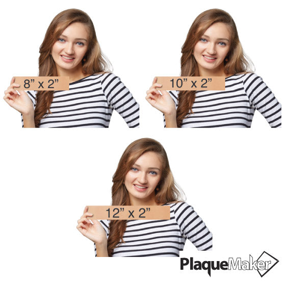 Size Guide Featuring 3 Available Sizes on Bronze Office Name Plates.