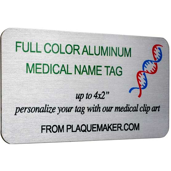 Custom Medical Name Tags - Full Color Aluminum Name Tags With Your Text, Title, And Logo.