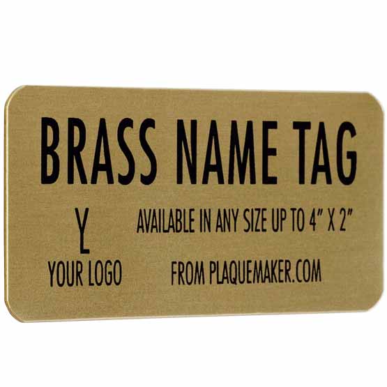 Custom Name Tags - Engraved Brass Metal Name Tags With Your Text, Title, And Logo.