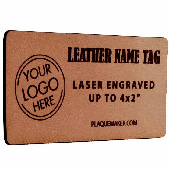 Custom Name Tags - Engraved Leather Name Tags With Your Text, Title, And Logo.