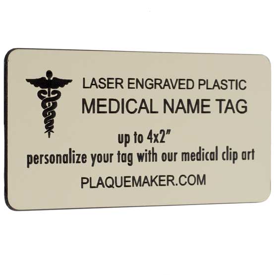 Custom Medical Name Tags - Engraved Plastic Name Tags With Your Text, Title, And Logo.