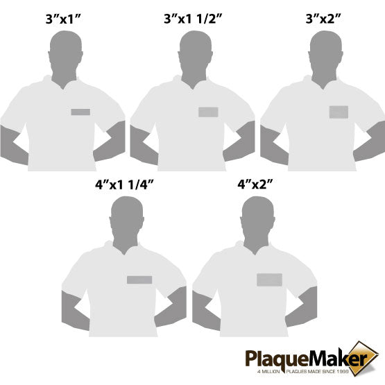 Size Guide With Blank Figures Wearing Different Sizes Of Blank Stainless Steel Name Tags From A Set Of Ten Matching Tags