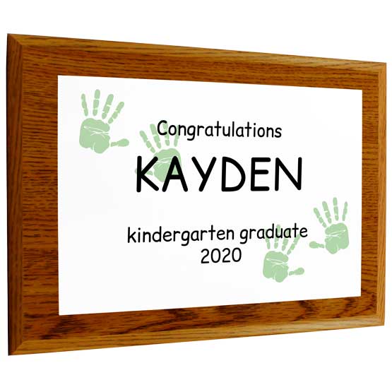 Custom Kindergarten Graduation Plaque With Your Name And Year In Full Color.