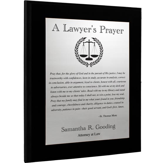Custom Lawyer's Prayer Plaque With Quote From St. Thomas More With Your Name And Title.