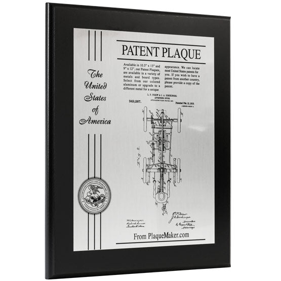 Custom Aluminum Patent Award Plaque With Your Patent, Logo, And Text.