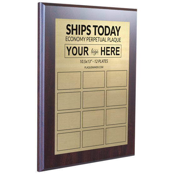 Economy Same Day Aluminum Perpetual Plaque With Ships Today Text And Customization Options And Twelve Plates And Wood Board