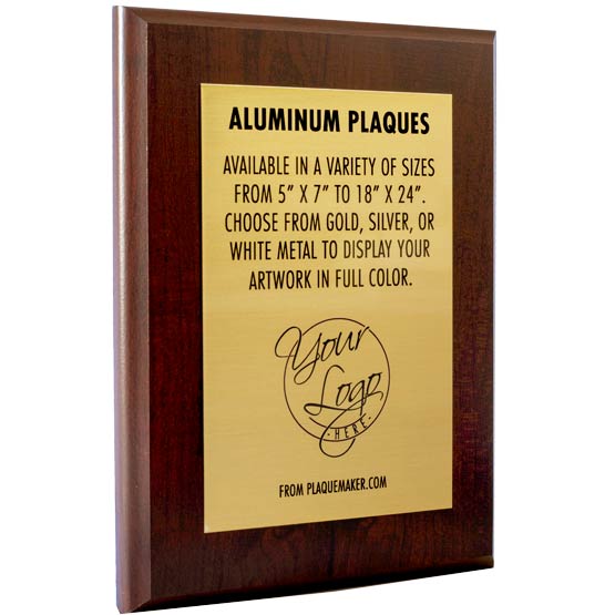 Custom Gold Aluminum Plaque In Full Color With Your Text, Logo, And Artwork.