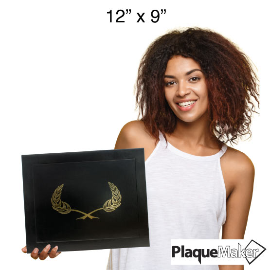 Size Guide With Woman Holding Custom Black Chipboard Certificate Presentation Folder Against A White Background
