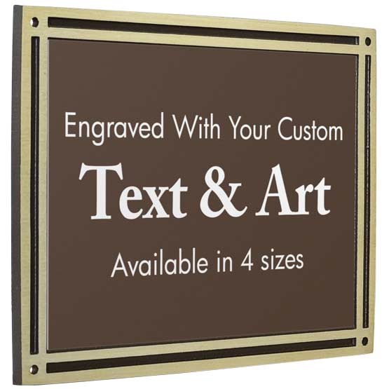 Cast Aluminum Sign With Bronze Frame And Brown Plastic Plate Laser Engraved To Show Customizable Areas For Text And Art