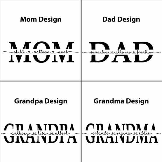 Sample Family Member Options Of Mom Or Dad Or Grandpa Or Grandma Text For Custom Rectangle Bamboo Signs
