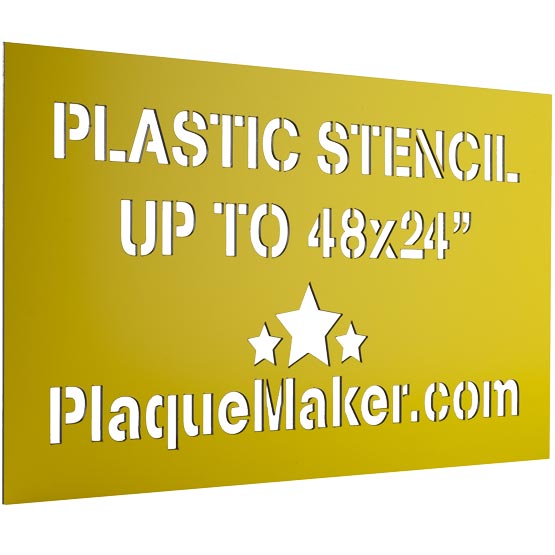 Custom Yellow Plastic Stencil Sign With Laser Cut Out Showing Customization Options And Areas For Text And Art