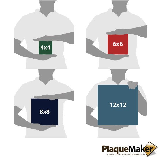 Size Guide With Blank Figures Holding Different Sizes And Color Options For Plastic WiFi Sign Showing Measurements
