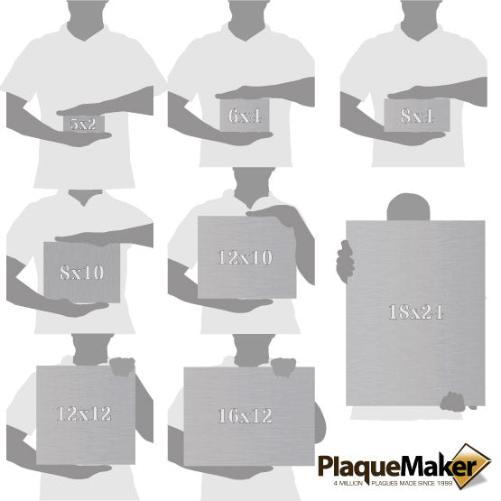 Size Guide With Blank Figure Holding Different Sizes Of Stainless Steel Stencil Showing Measurements Against White Background