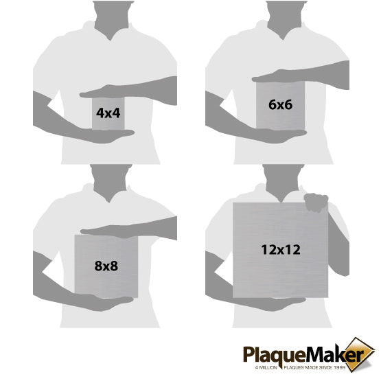 Size Guide With Blank Figures Holding Different Sizes Of Custom Stainless Steel WiFi Sign Showing Measurements