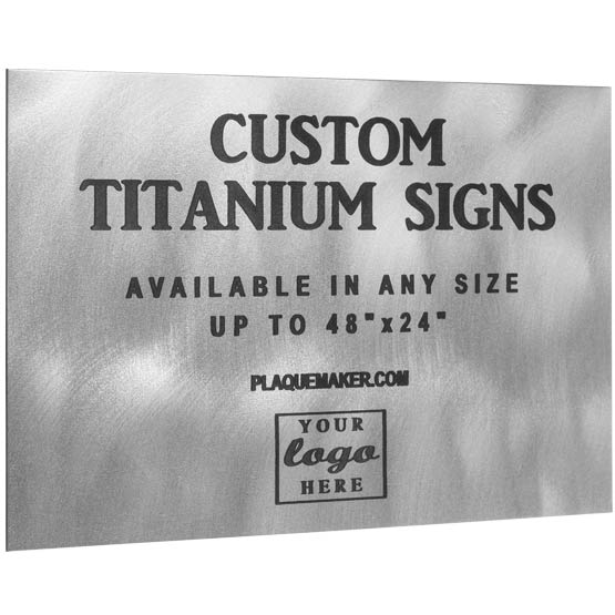 Custom Titanium Sign Laser Fused To Show Customization Options And Areas For Text And Art Against White Background